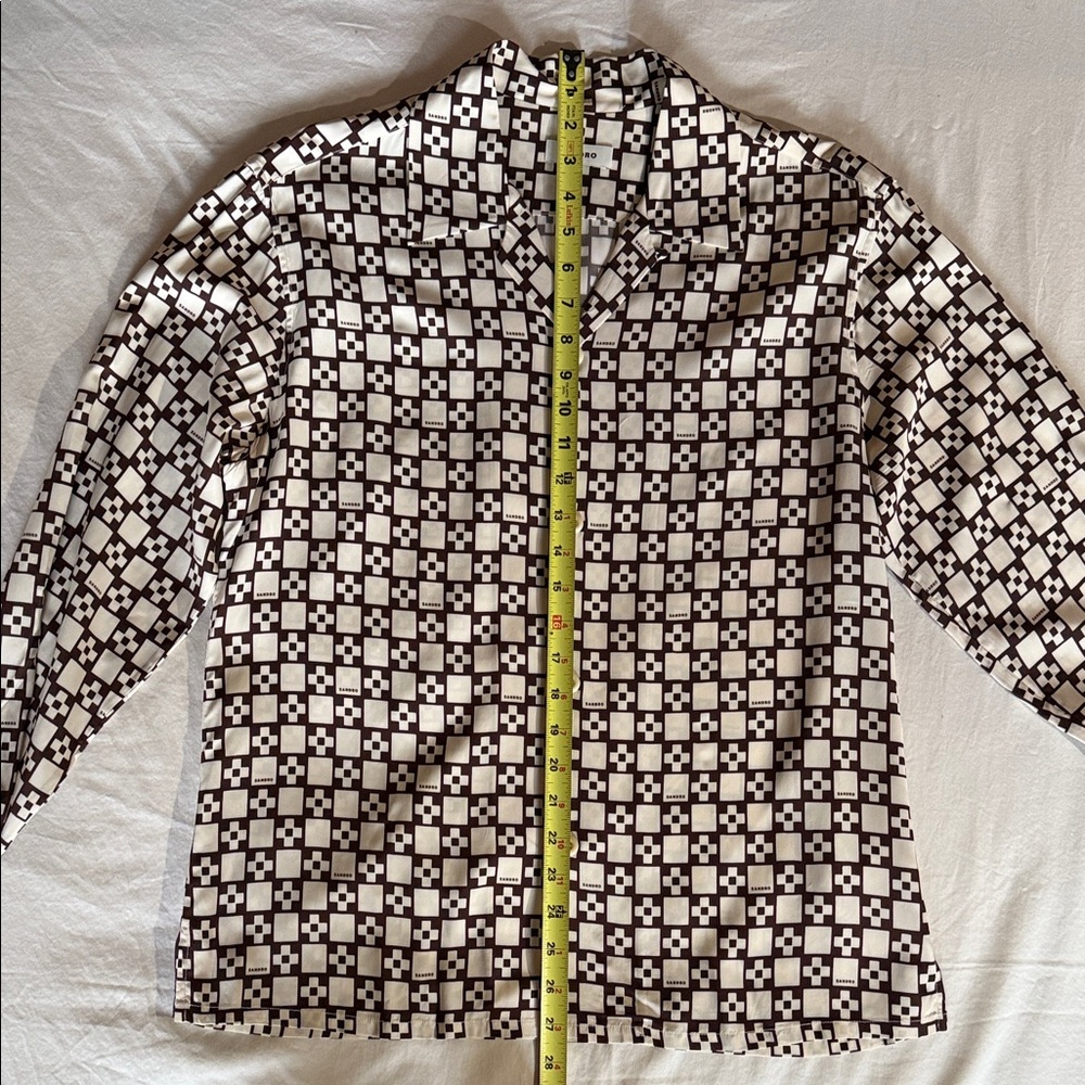Sandro Brown and Cream Geometric Men's Shirt - Picture 8 of 10